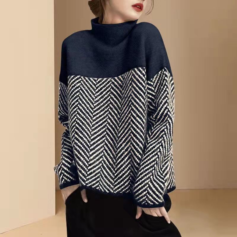 Warme damespullover met contrastdesign | Colosy