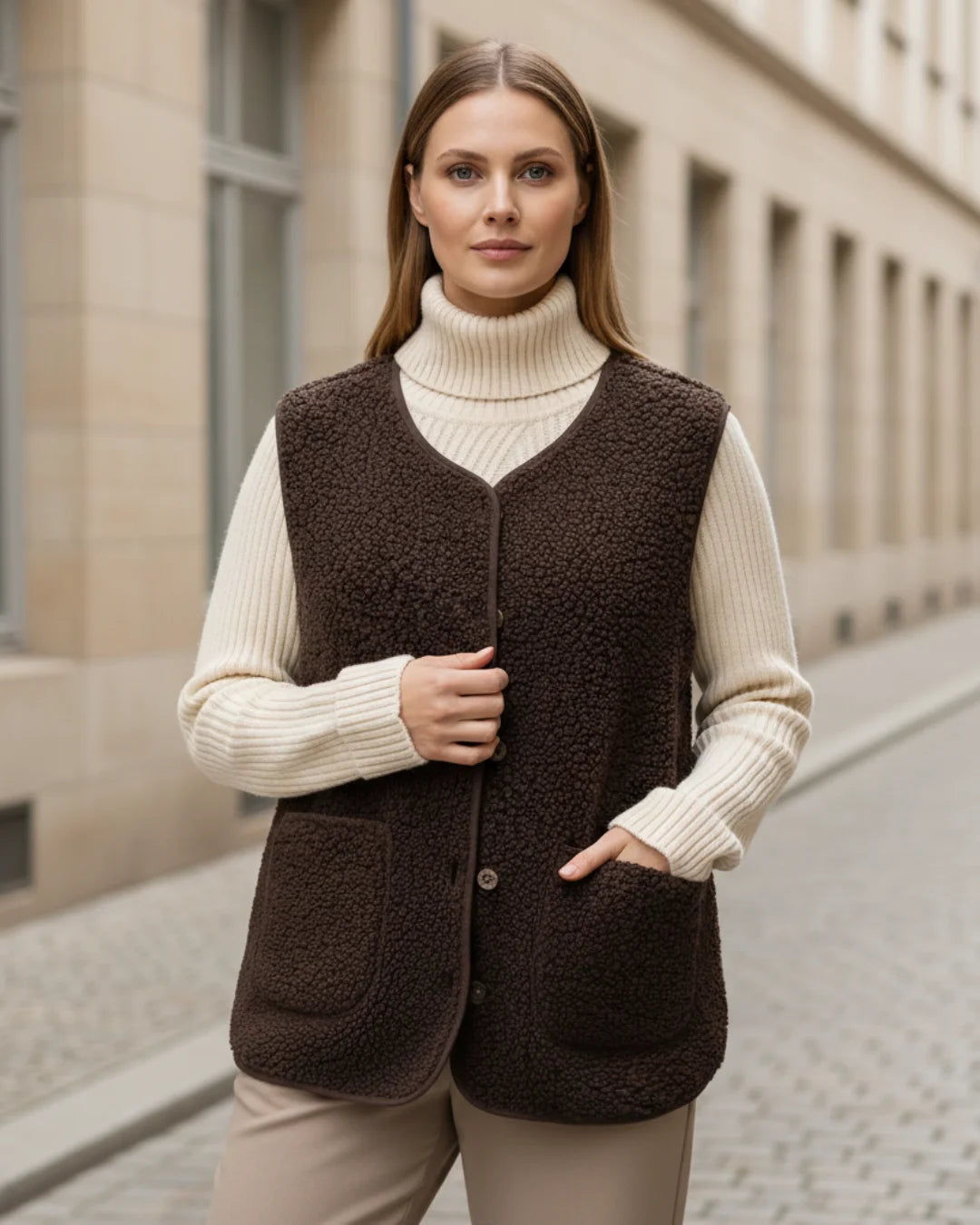 Solene™ – Parijs wollen vest voor moeiteloze elegantie