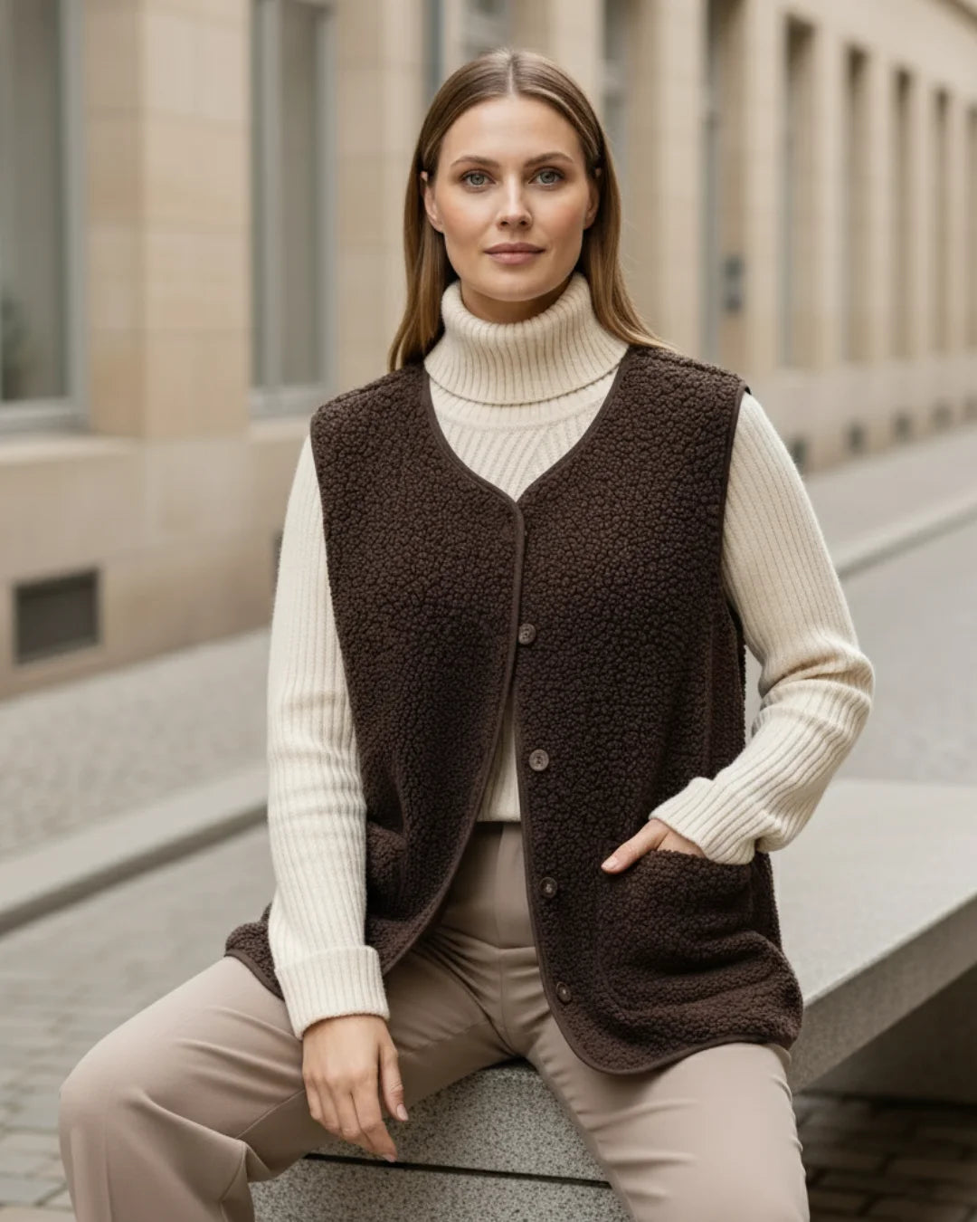 Solene™ – Parijs wollen vest voor moeiteloze elegantie