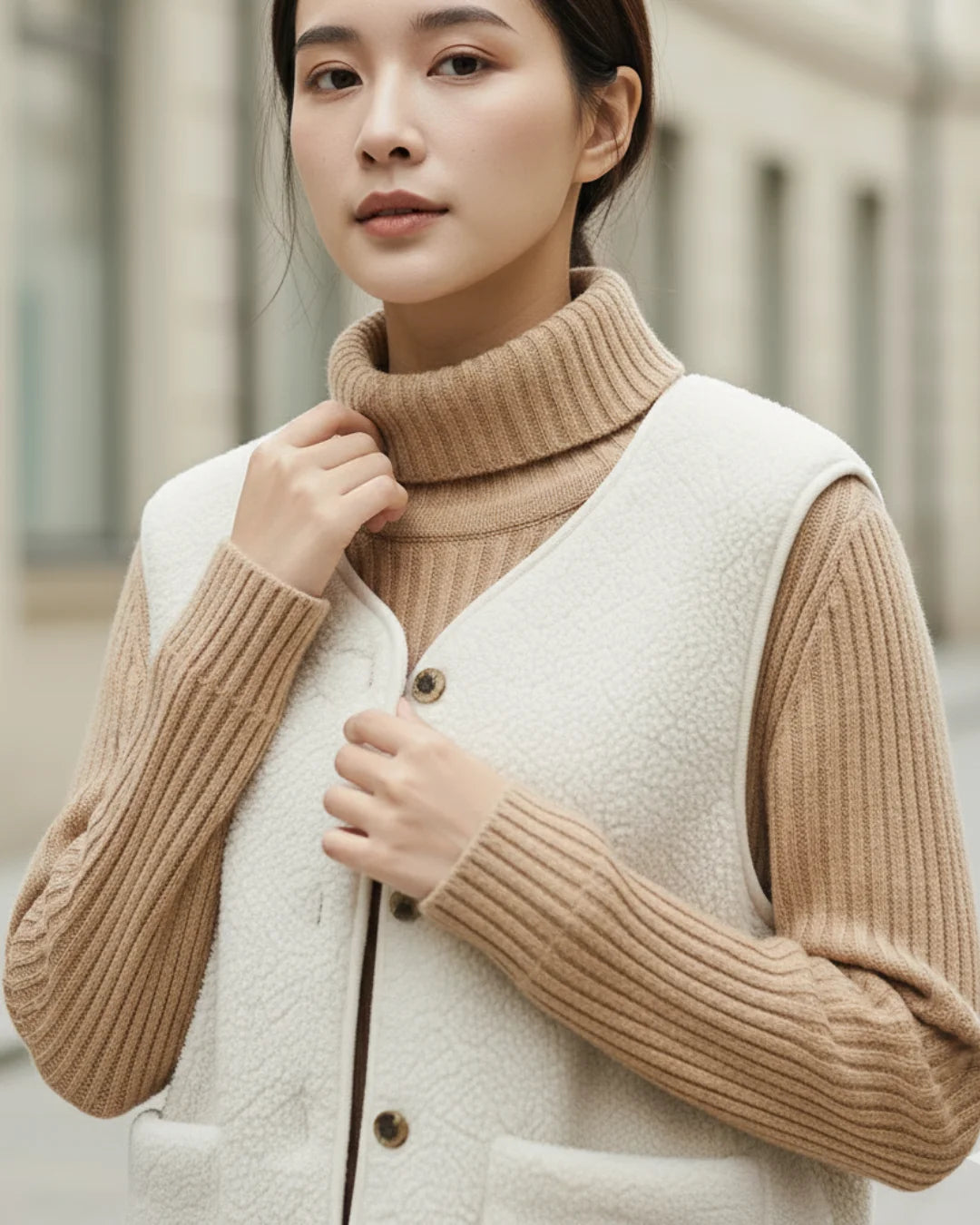 Solene™ – Parijs wollen vest voor moeiteloze elegantie