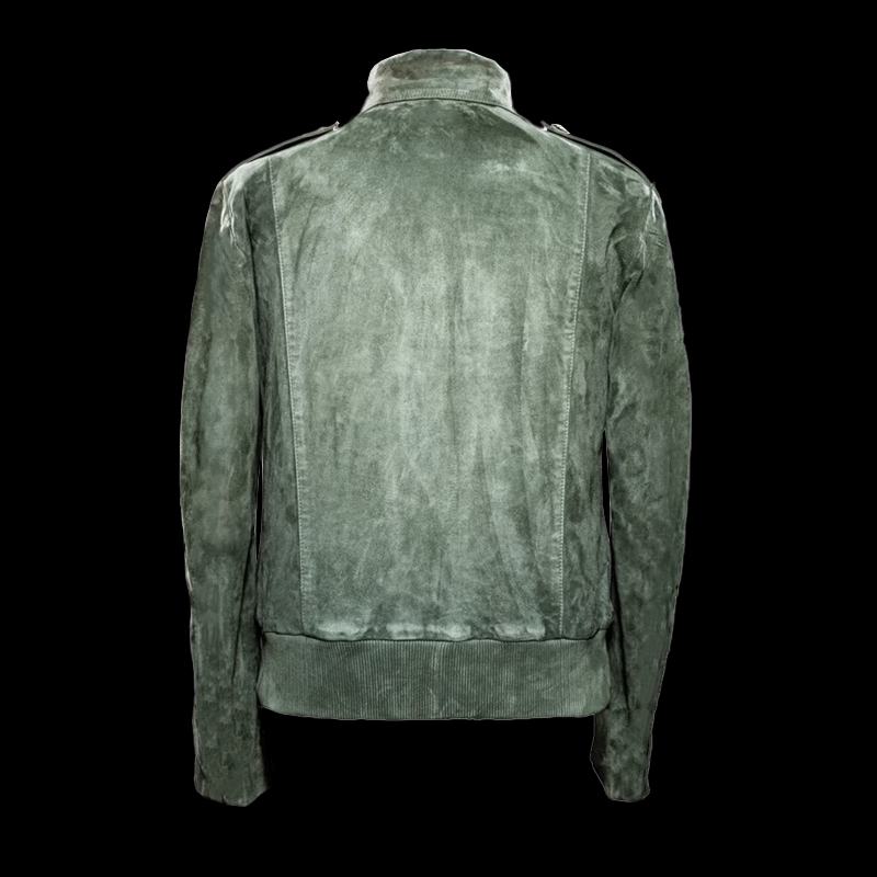 Retro-Wildlederjacke für Herren mit Revers, Reißverschluss und Brusttasche | Colosy