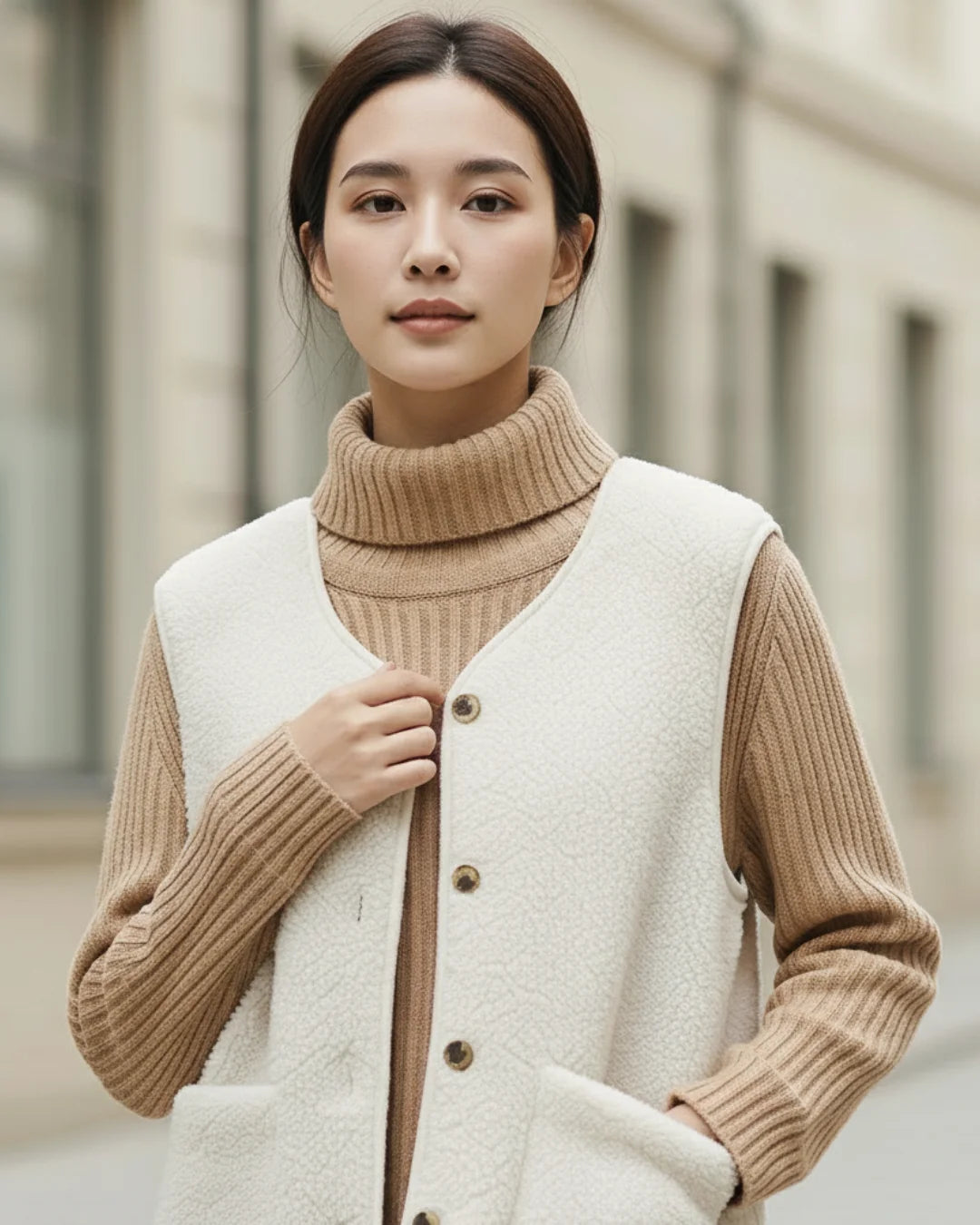 Solene™ – Parijs wollen vest voor moeiteloze elegantie