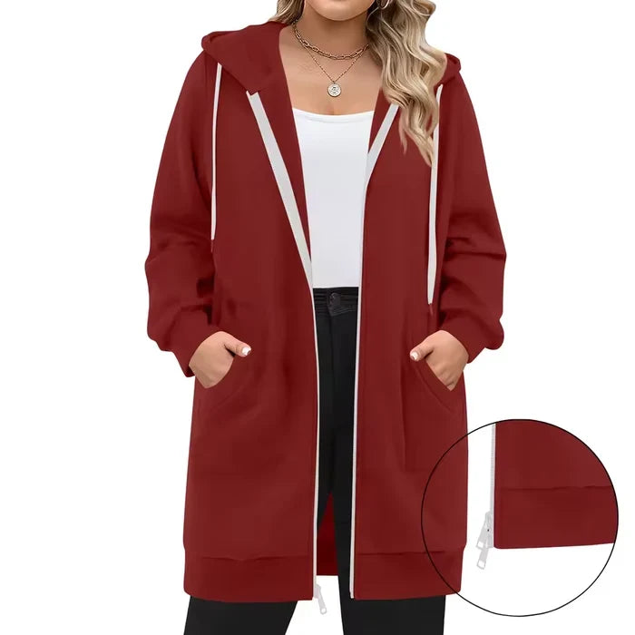 SoftHood™ • Lange Damenjacke mit Kapuze für Wärme und Komfort