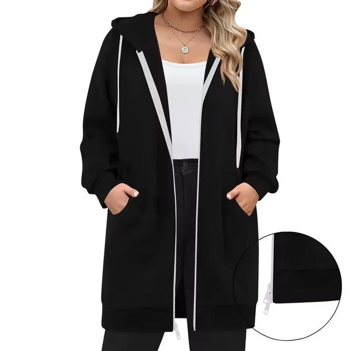 SoftHood™ • Lange Damenjacke mit Kapuze für Wärme und Komfort