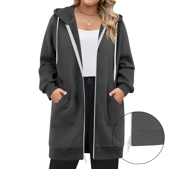 SoftHood™ • Lange Damenjacke mit Kapuze für Wärme und Komfort