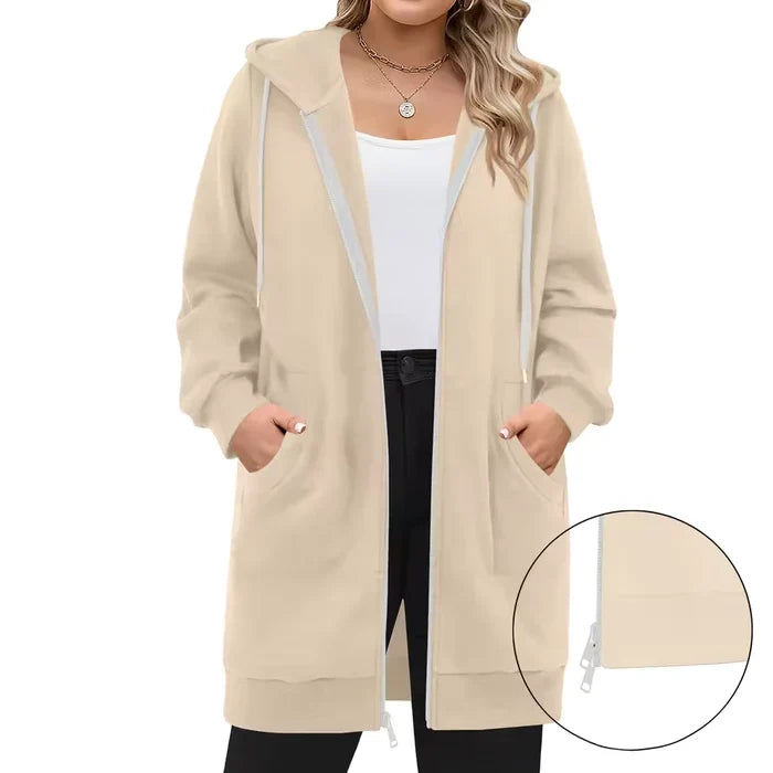 SoftHood™ • Lange Damenjacke mit Kapuze für Wärme und Komfort