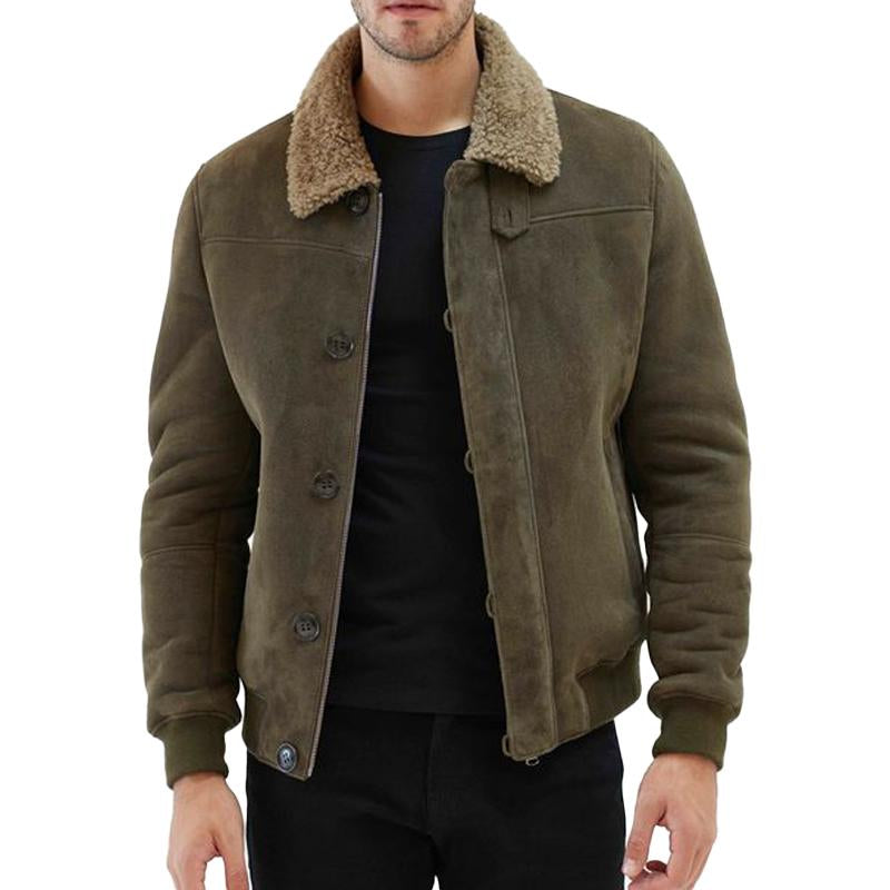 Vintage-Wildlederjacke für Herren in Unifarbe | Colosy