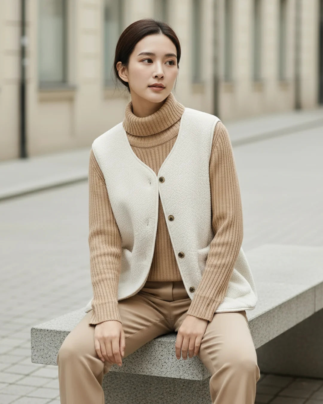 Solene™ – Parijs wollen vest voor moeiteloze elegantie