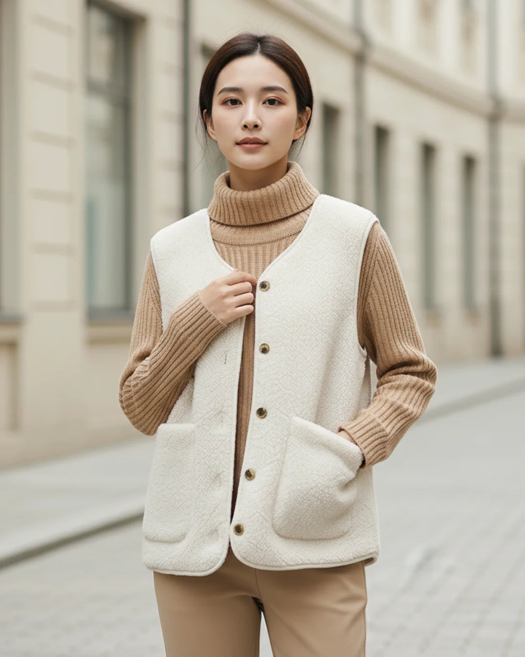 Solene™ – Parijs wollen vest voor moeiteloze elegantie