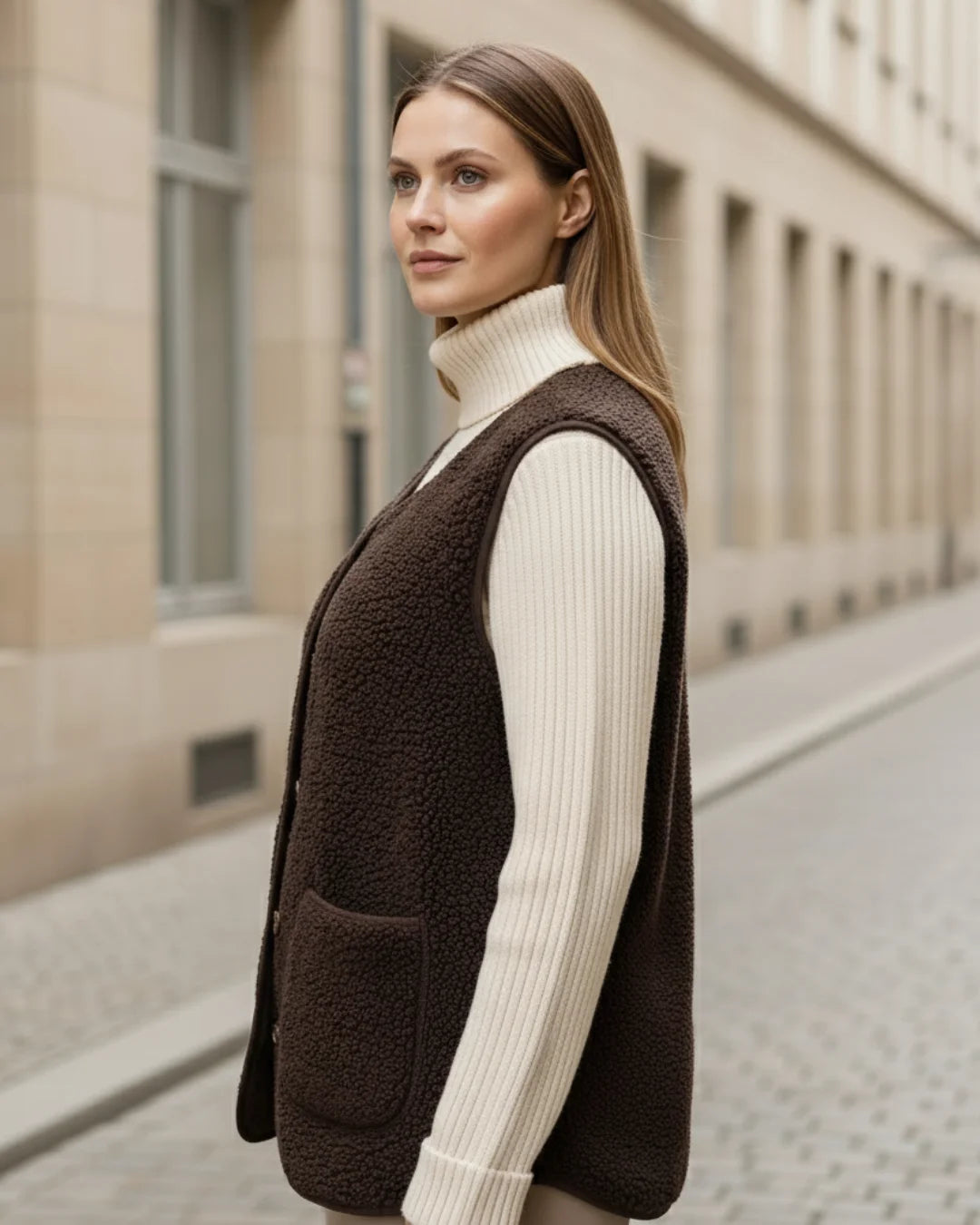 Solene™ – Parijs wollen vest voor moeiteloze elegantie