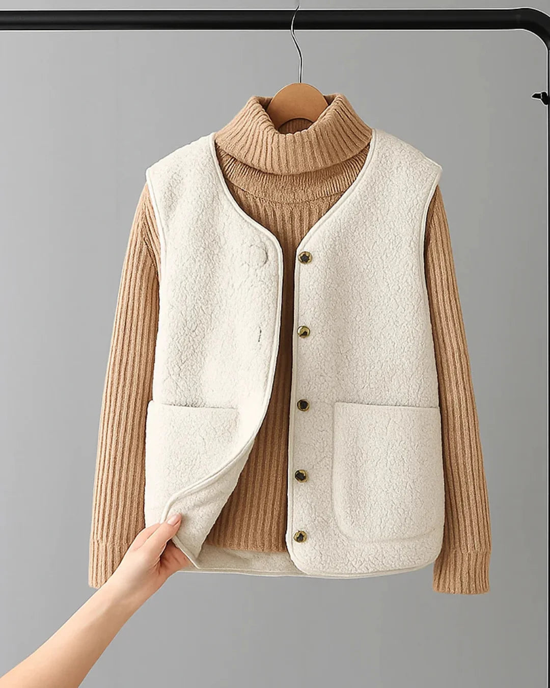 Solene™ – Parijs wollen vest voor moeiteloze elegantie