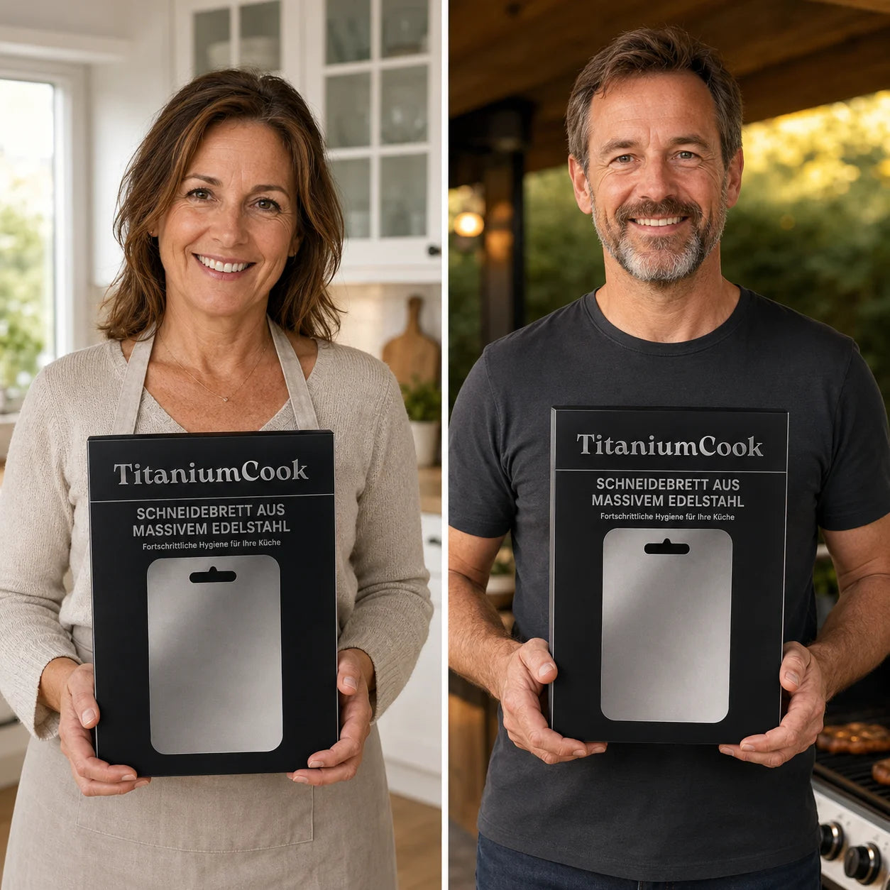 TitaniumCook™ • Antibakterielles Schneidebrett aus reinem Edelstahl