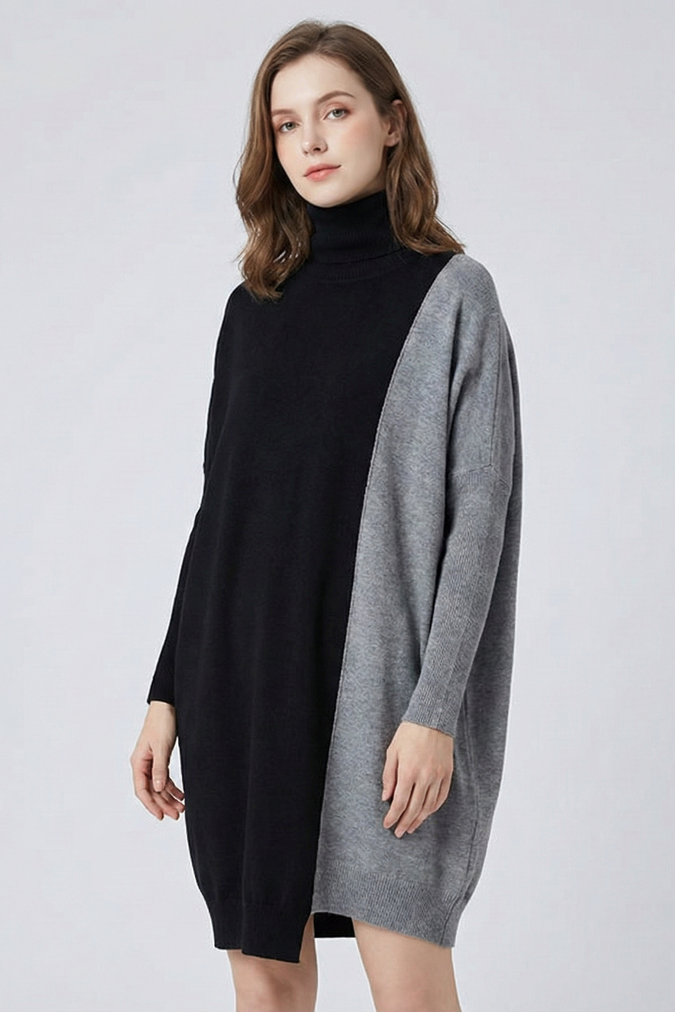 Langes Strickpullover-Kleid | Colosy