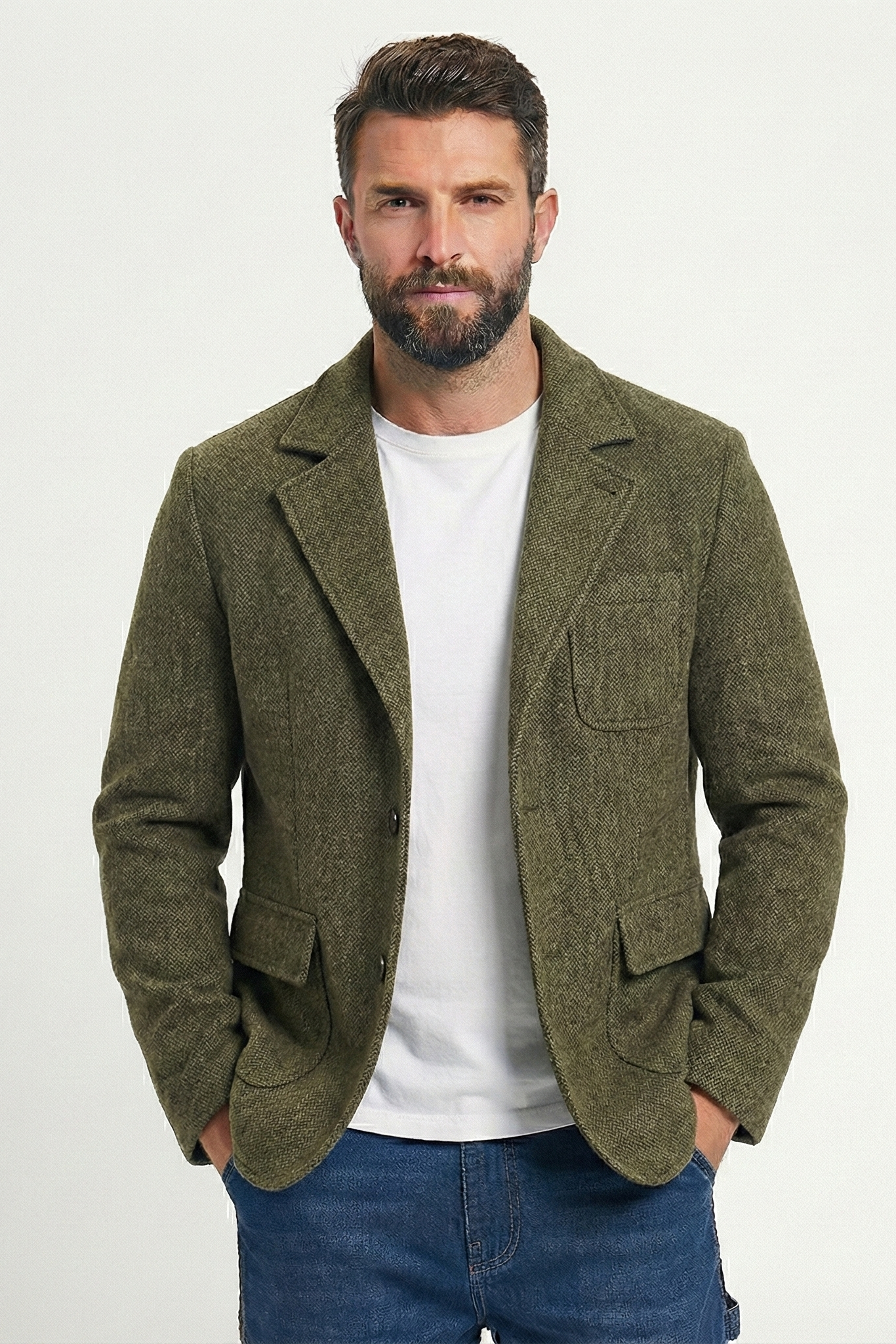 Vintage-Canvasjacke für Herren mit einreihiger Knopfleiste | Colosy
