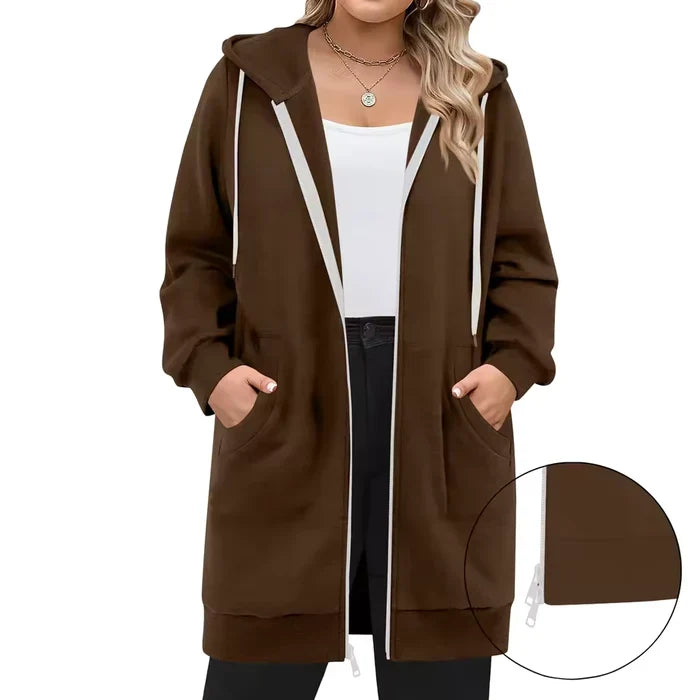 SoftHood™ • Lange Damenjacke mit Kapuze für Wärme und Komfort