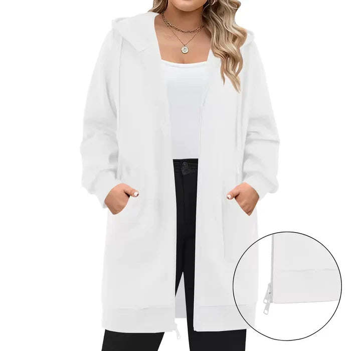 SoftHood™ • Lange Damenjacke mit Kapuze für Wärme und Komfort