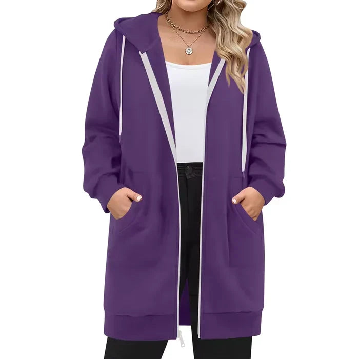 SoftHood™ • Lange Damenjacke mit Kapuze für Wärme und Komfort