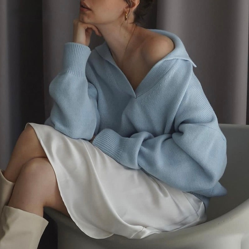 V-Ausschnitt-Damenpullover | Colosy